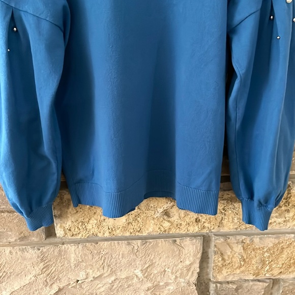 I•N•C International Concepts Pearl Embellished Pullover Sweater, Blue, Size XL - Picture 10 of 16